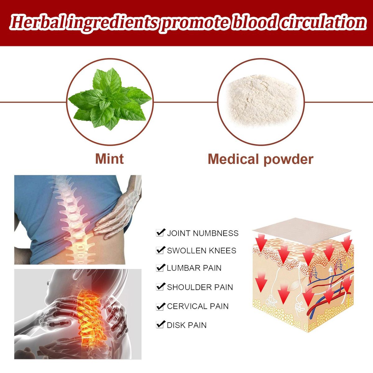 8PCS Joint Patches Pain Relieving Patches for Back Knee Neck Shoulder Spine Lumber Leg