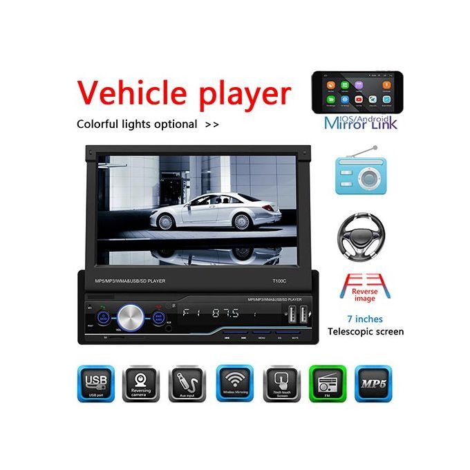 7-inch Retractable Car MP5 Player Bluetooth Hands-free Call Reversing Video Radio