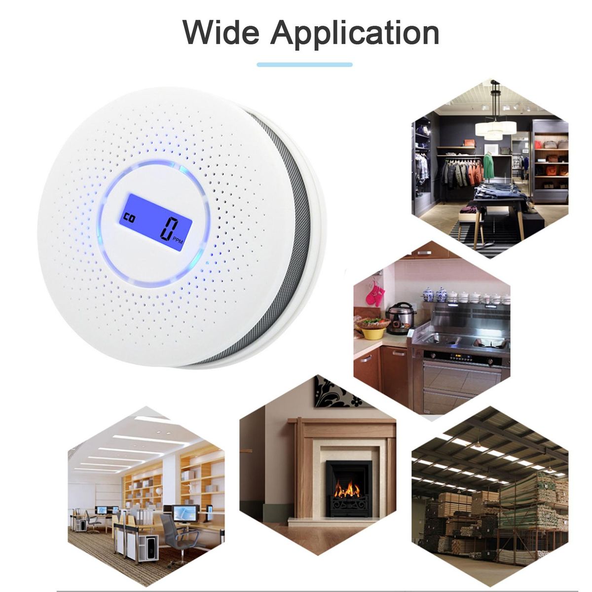 Smoke and Carbon Monoxide Alarm Smoke Detector Carbon Monoxide Detector Powered by Battery with LCD Display Voice Warning