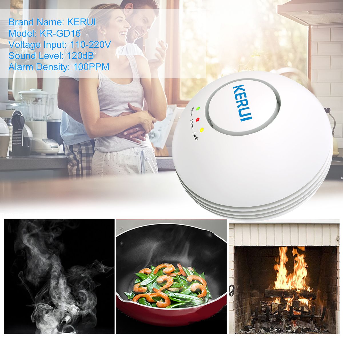 Biogas LPG GAS Leak Detector Wireless Gas Alarm EU Plug