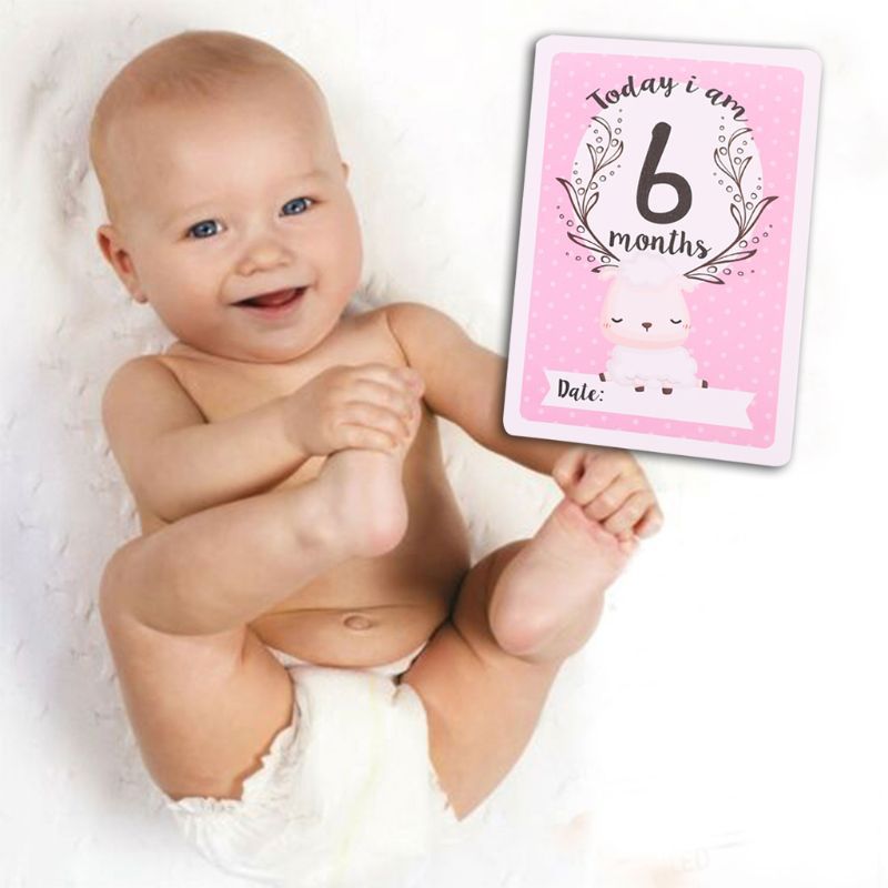 12 Sheet Milestone Photo Sharing Cards Gift Set Baby Age