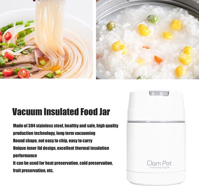 Clam Pot Insulated Stainless Steel Food Flask - 1000ml