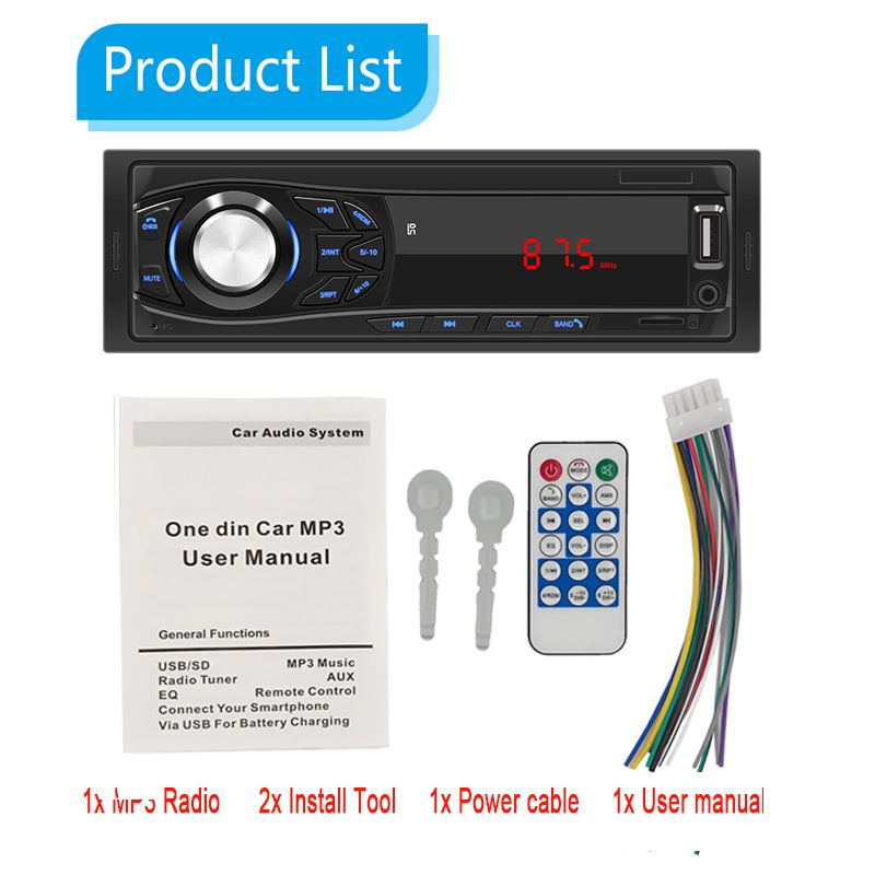 Auto Car Radio Bluetooth Handsfree Wireless MP3 Multimedia
