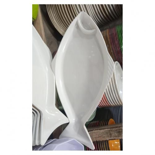 2 Pieces Unbreakable Fish Shaped Ceramic Plates For BBQ