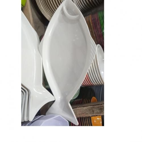 2 Pieces Unbreakable Fish Shaped Ceramic Plates For BBQ