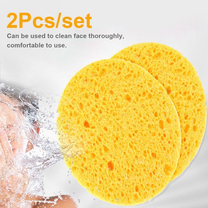 2Pcs/set Facial Washing Sponge Soft Wood Pulp Sponge Soft
