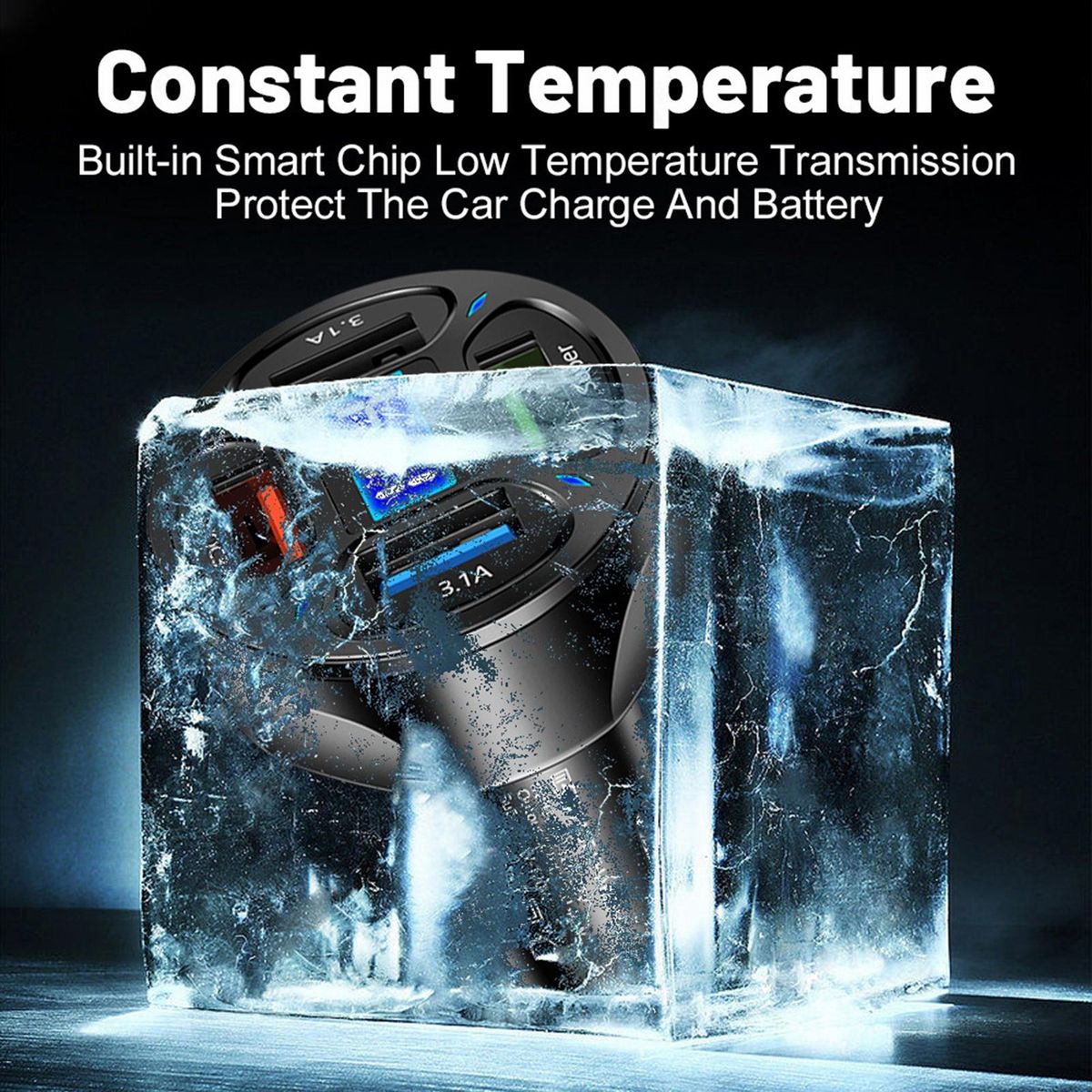 USB Car Charger 4 Ports Car Charger USB Socket Black