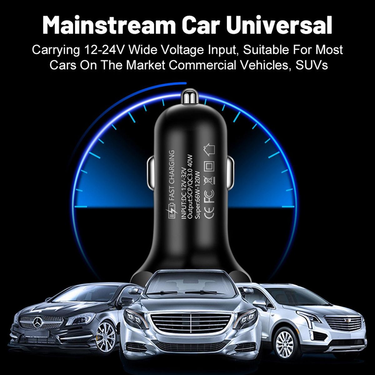 USB Car Charger 4 Ports Car Charger USB Socket Black