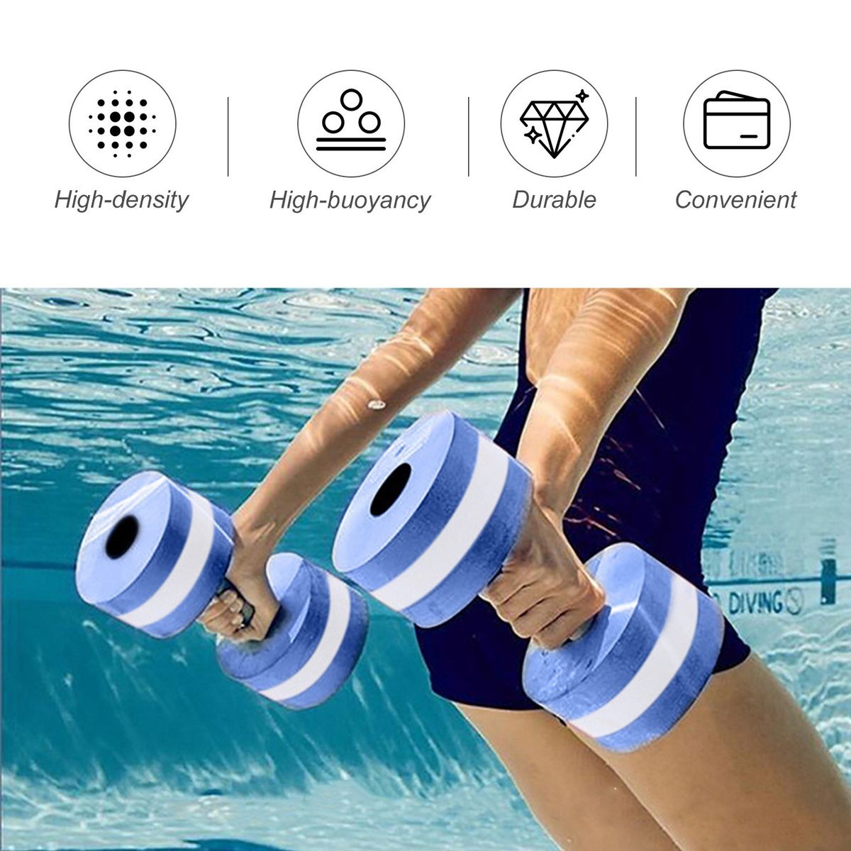 2PCS Aquatic Exercise Dumbells Pool Resistance Water