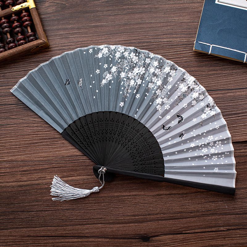 Folding Peach 1pcs Ancient Decor Fan For With Style Blossom Sakura Japanese Hand Summer Vintage Fan Butterfly Fan Floral Elegant