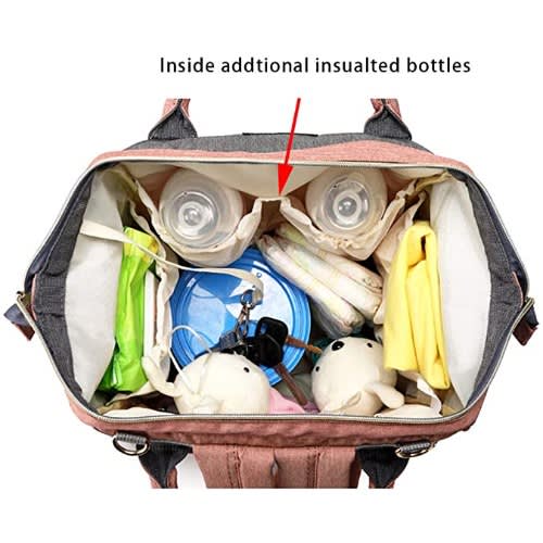 Mummy Backpack/diaper Bag With Convertible Crib Space + Usb Charging Port + Gifts - Pink