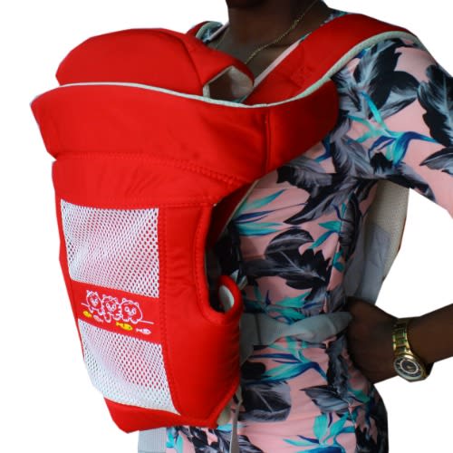 Baby Carrier With Head Cover -red  & Cream