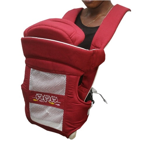 Baby Carrier With Head Cover -red  & Cream
