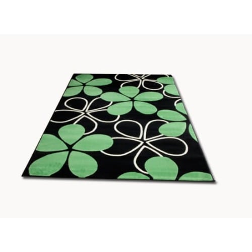 High Pile Center Rug, Green And Black, 5 X 7 Ft By Nobel Rug