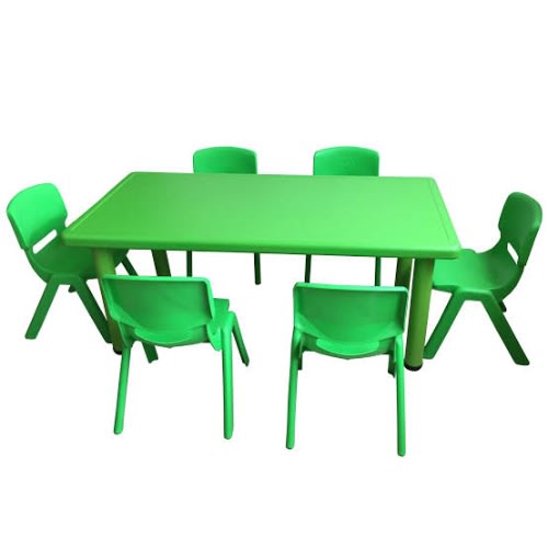 Kindergarten Learning Classroom Table And 6 Chairs Set-155 x 76 x 48cm