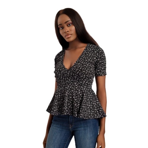 Female Peplum Top In Ditsy Bundle( 20pcs)