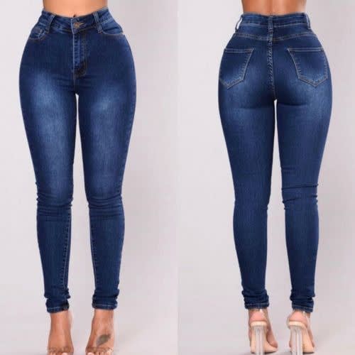 High-waist Skinny Jeans Trouser - Dark Blue