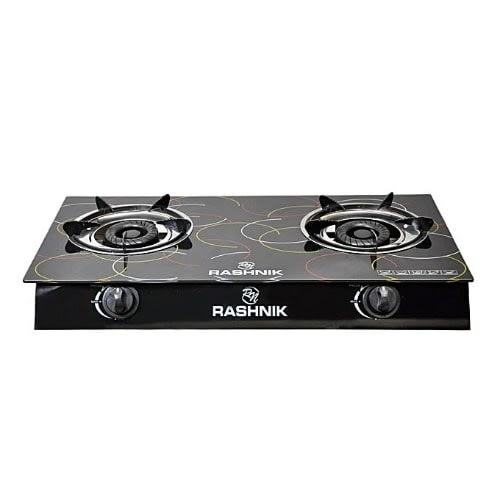 Rashnik Gas Cooker With Glass Top - Black