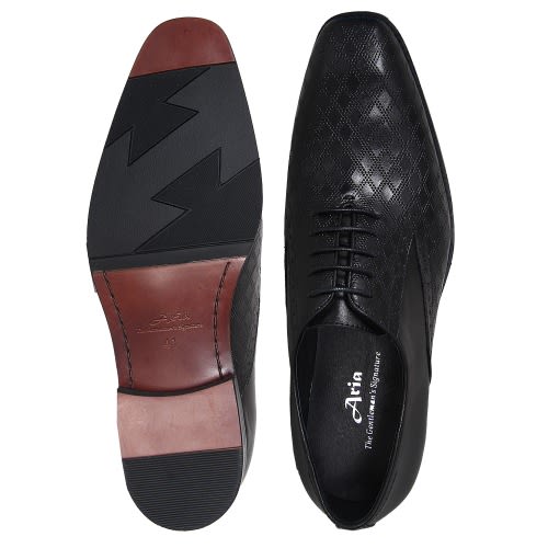 A Uniquely Detailed Men Lace-up Shoe-black. Msh-4697