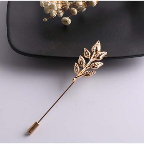 Men's Lapel Pin Suit Accessory Wheat Design - Gold