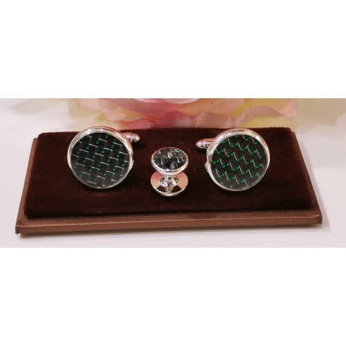 Green Patterned Cufflinks