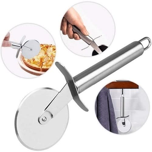 Set Of Pizza Pan With Holes And Pizza Cutter - 2 Pieces