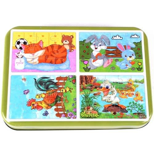 Learning Toy 4 In 1 Wooden Puzzle Set (46pc) Domestic Animal