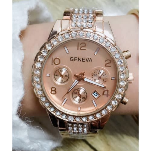 Ladies' Rhinestone Watch - Gold Plated