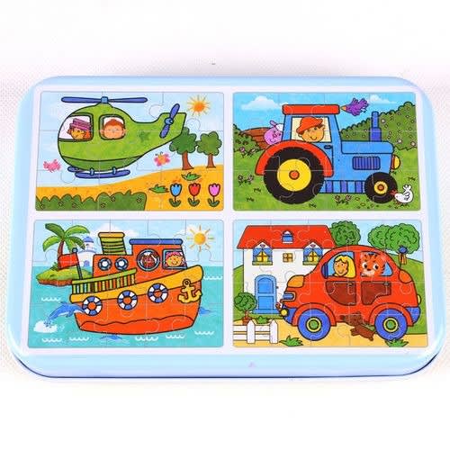 Learning Toy 4 In 1 Wooden Puzzle Set (46pc) Transportation