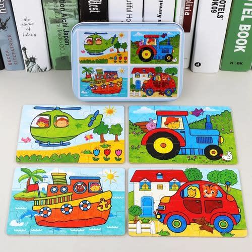 Learning Toy 4 In 1 Wooden Puzzle Set (46pc) Transportation