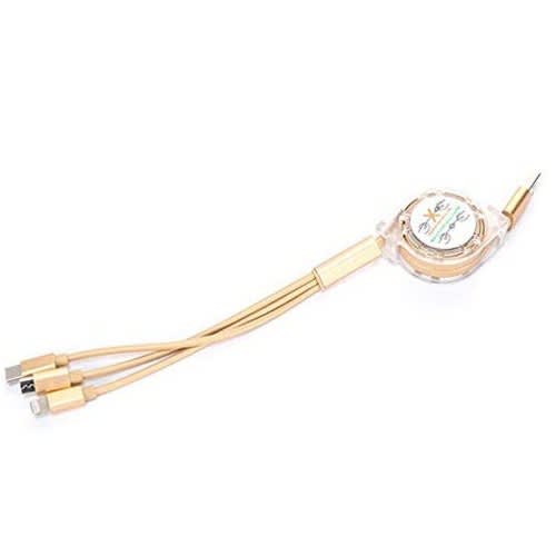 3-in-1 Retractable Usb Cable - Gold