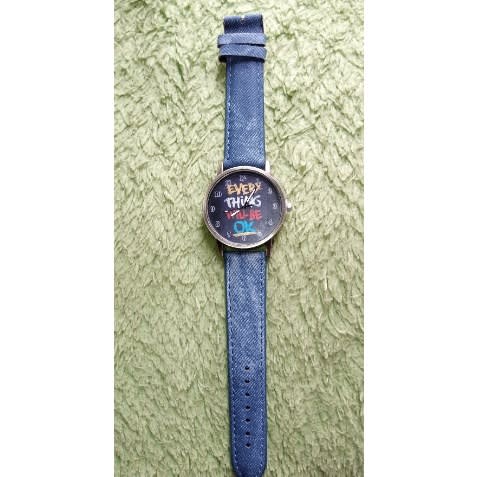 Inspirational Retro Denim Strap Watch - Blue