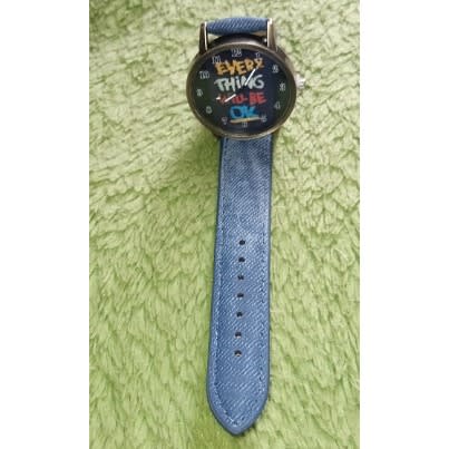 Inspirational Retro Denim Strap Watch - Blue
