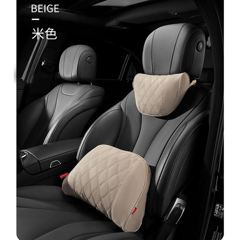 Suede Cow Leather Car Seat Rest Cushion Headrest Car Neck Pillows For Mercedes Benz Maybach S-Class Headrest Car Accessories