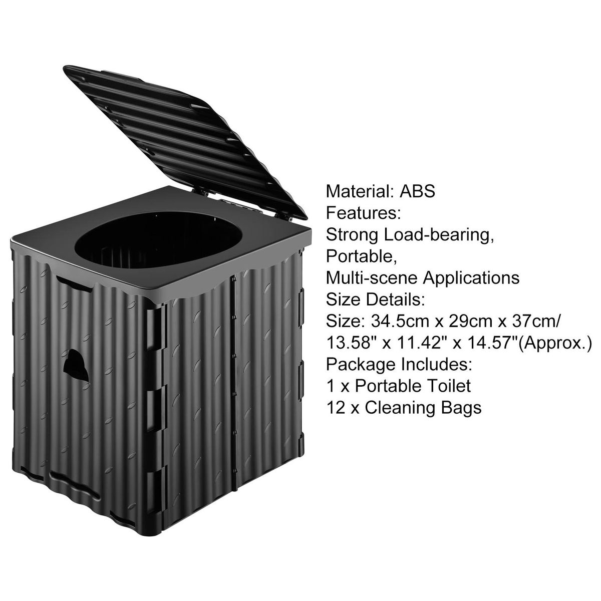 1 Set Camp Toilet Household Elderly Mobile Toilets Black