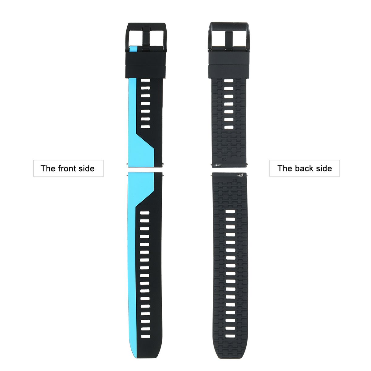 20mm Watch Band Soft Silicone Quick-Release Strap With