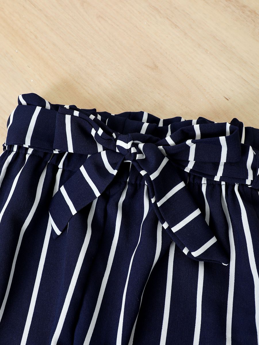 Girls One Neck Strapless Cami Top Striped Wide Leg Pants Set