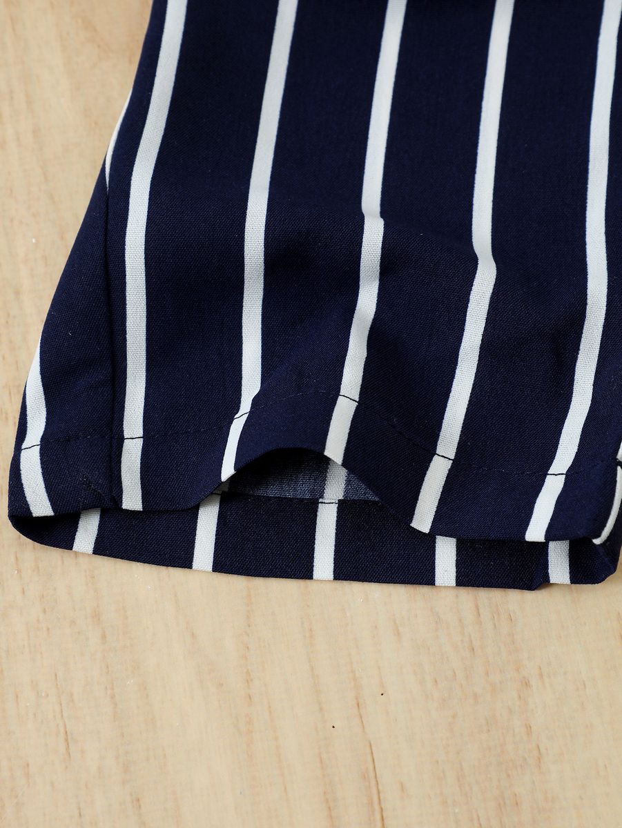 Girls One Neck Strapless Cami Top Striped Wide Leg Pants Set