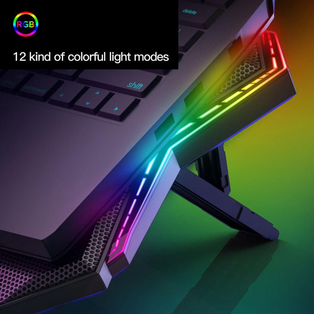 COOLCOLD K40 RGB Laptop Cooler 6-fan Cooling Stand Mute Design with Adjustable Wind Speed Stand Height Colorful Light Effect