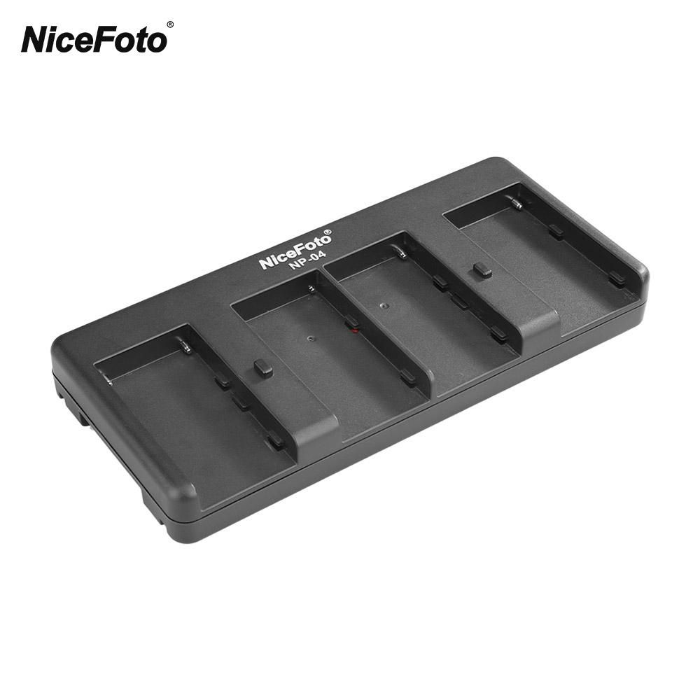 NiceFoto NP-04 NP-F Battery to V-Mount Battery Converter Adapter Plate 4-slot for Sony NP-F970/F750/F550 Battery for LED Video Light