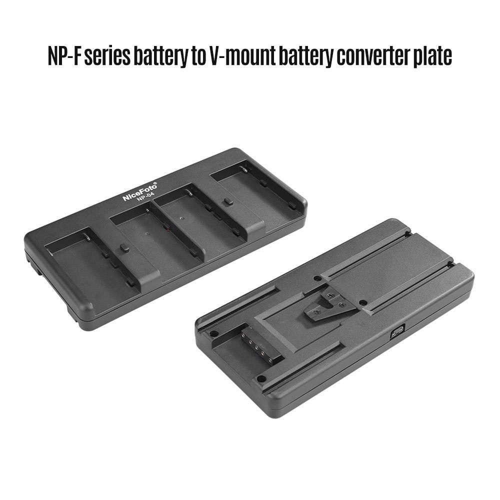 NiceFoto NP-04 NP-F Battery to V-Mount Battery Converter Adapter Plate 4-slot for Sony NP-F970/F750/F550 Battery for LED Video Light