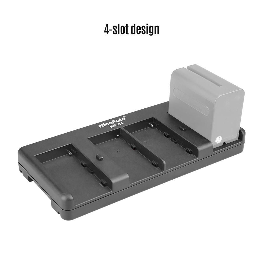 NiceFoto NP-04 NP-F Battery to V-Mount Battery Converter Adapter Plate 4-slot for Sony NP-F970/F750/F550 Battery for LED Video Light