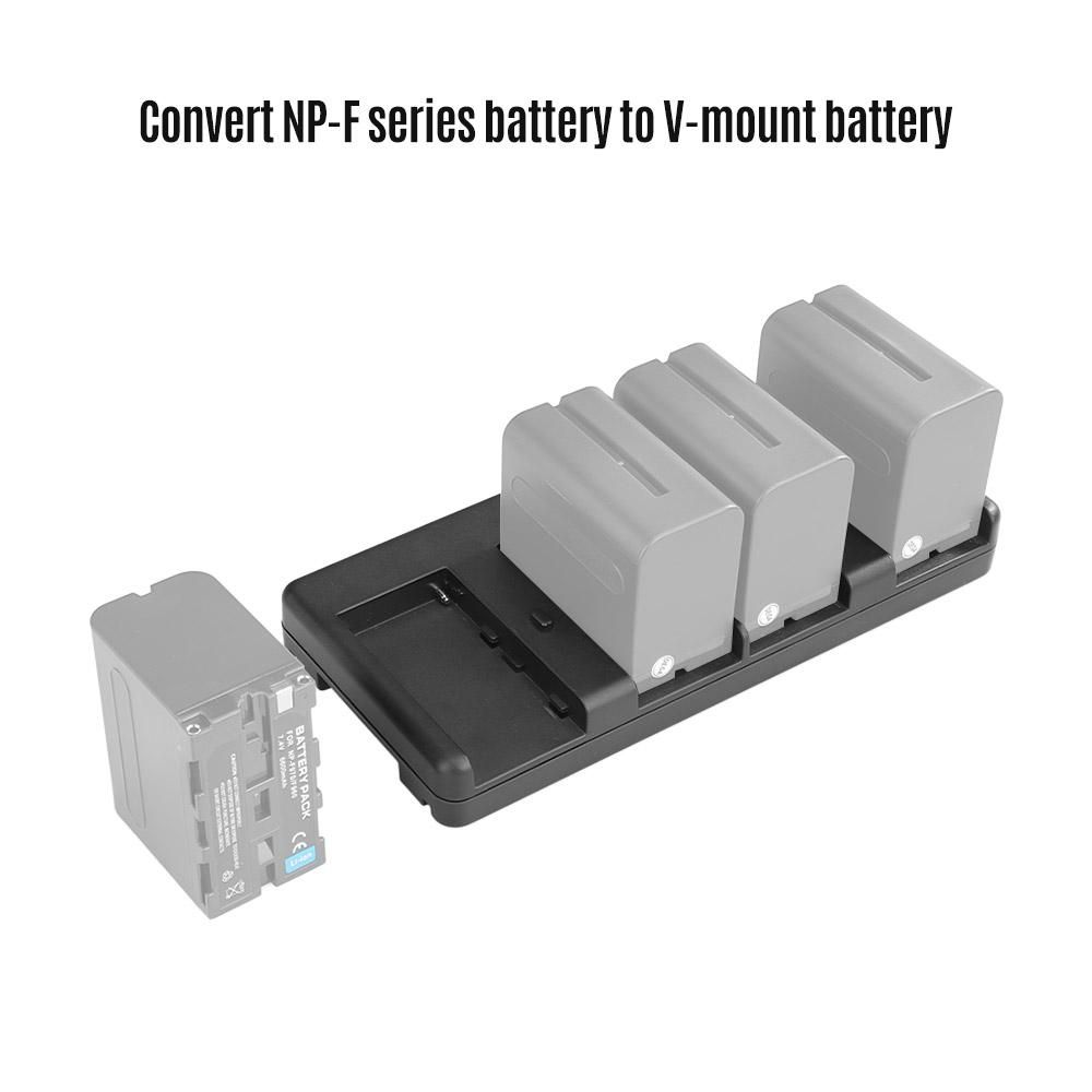 NiceFoto NP-04 NP-F Battery to V-Mount Battery Converter Adapter Plate 4-slot for Sony NP-F970/F750/F550 Battery for LED Video Light