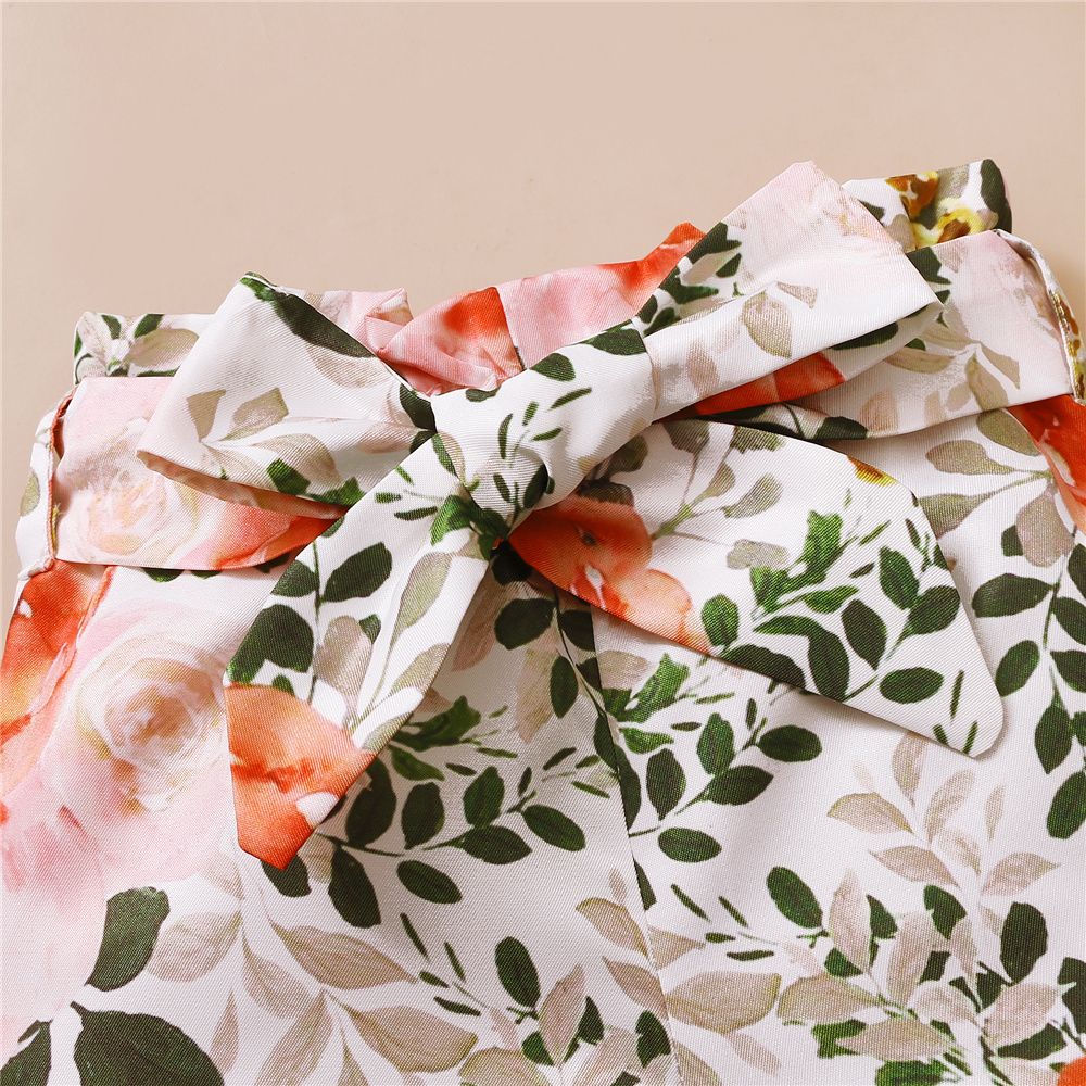 Newborn Baby Girl Ruffle Bodysuit Floral Shorts Headwear