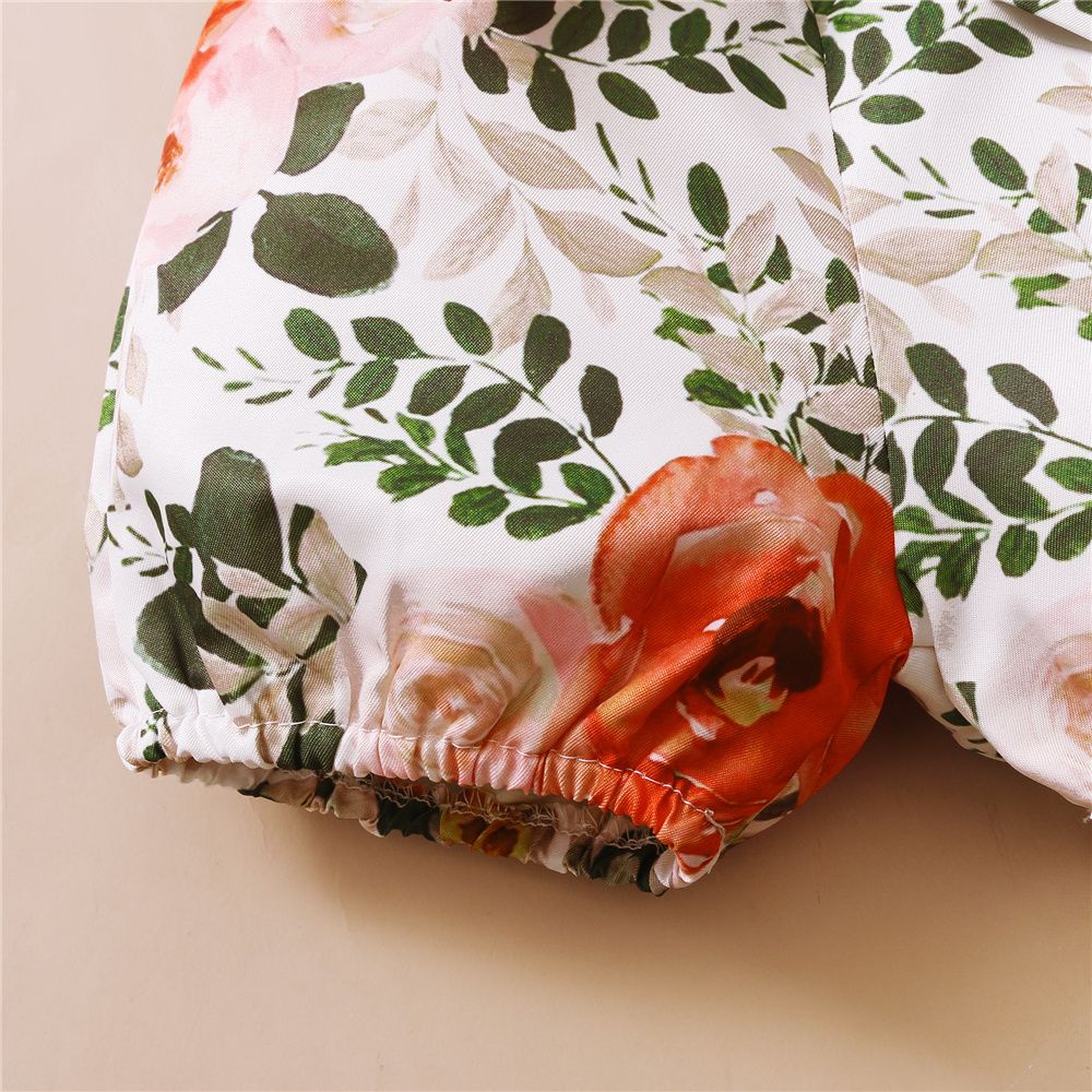 Newborn Baby Girl Ruffle Bodysuit Floral Shorts Headwear