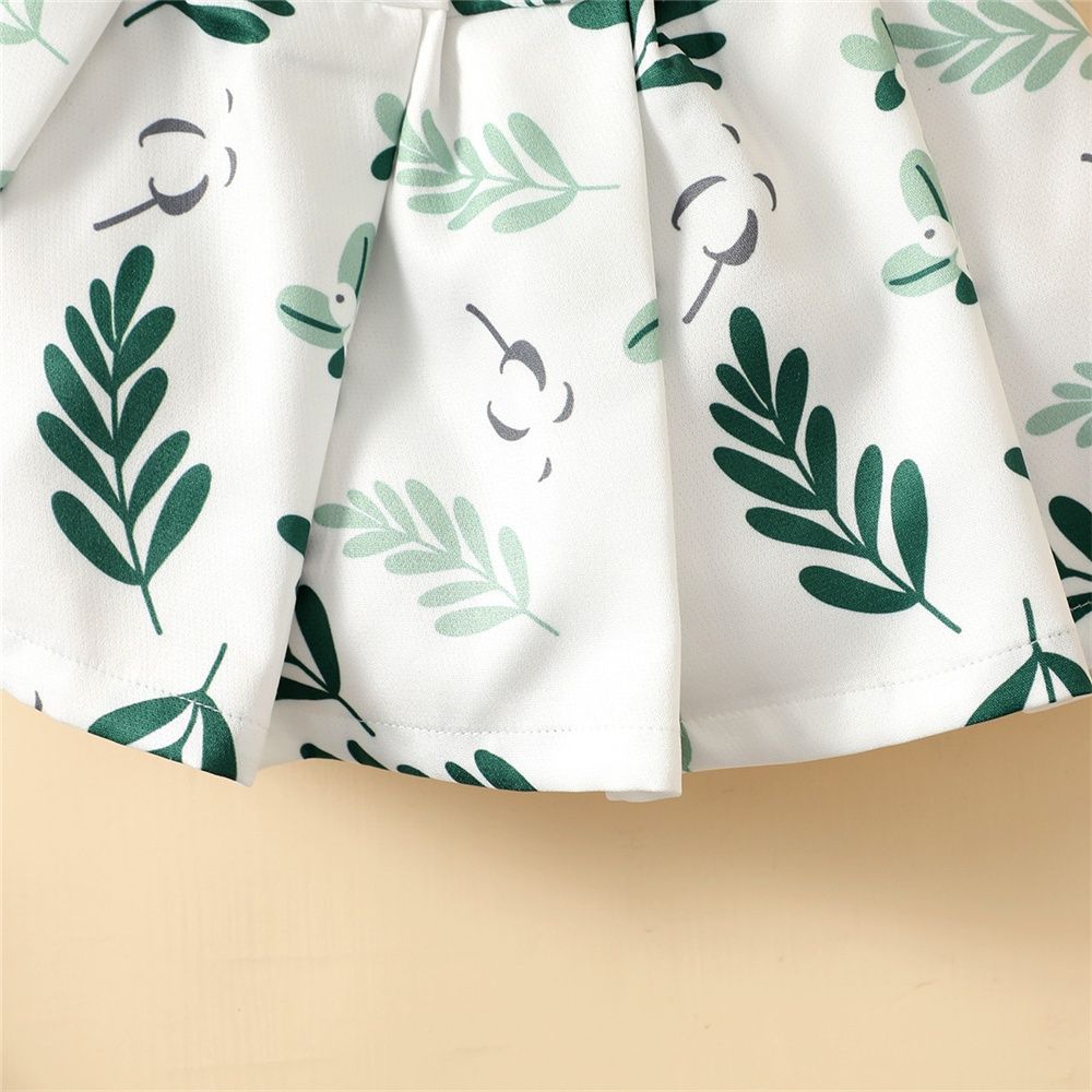 Kids Girl 2PCS Knitting Green Polo T-shirt+Skirt