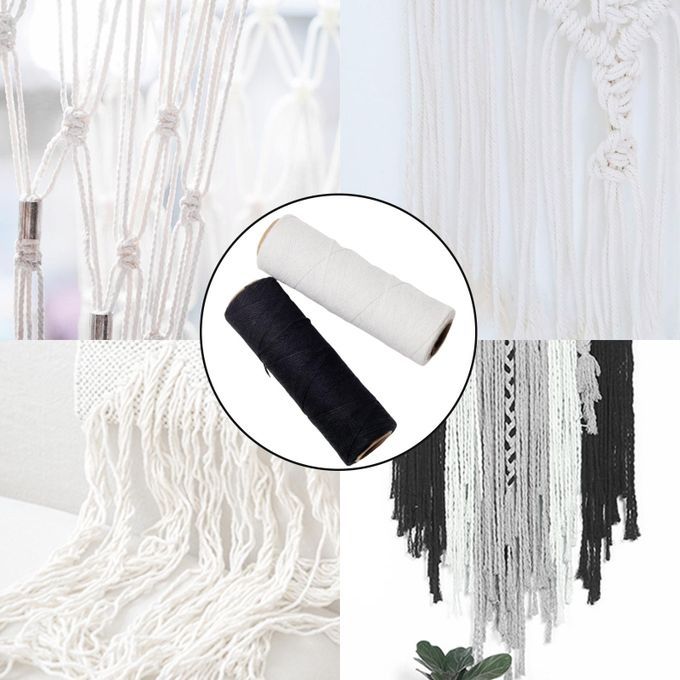 2x Weaving Loom Warp Thread Warping Thread Black White For Rug Crafts