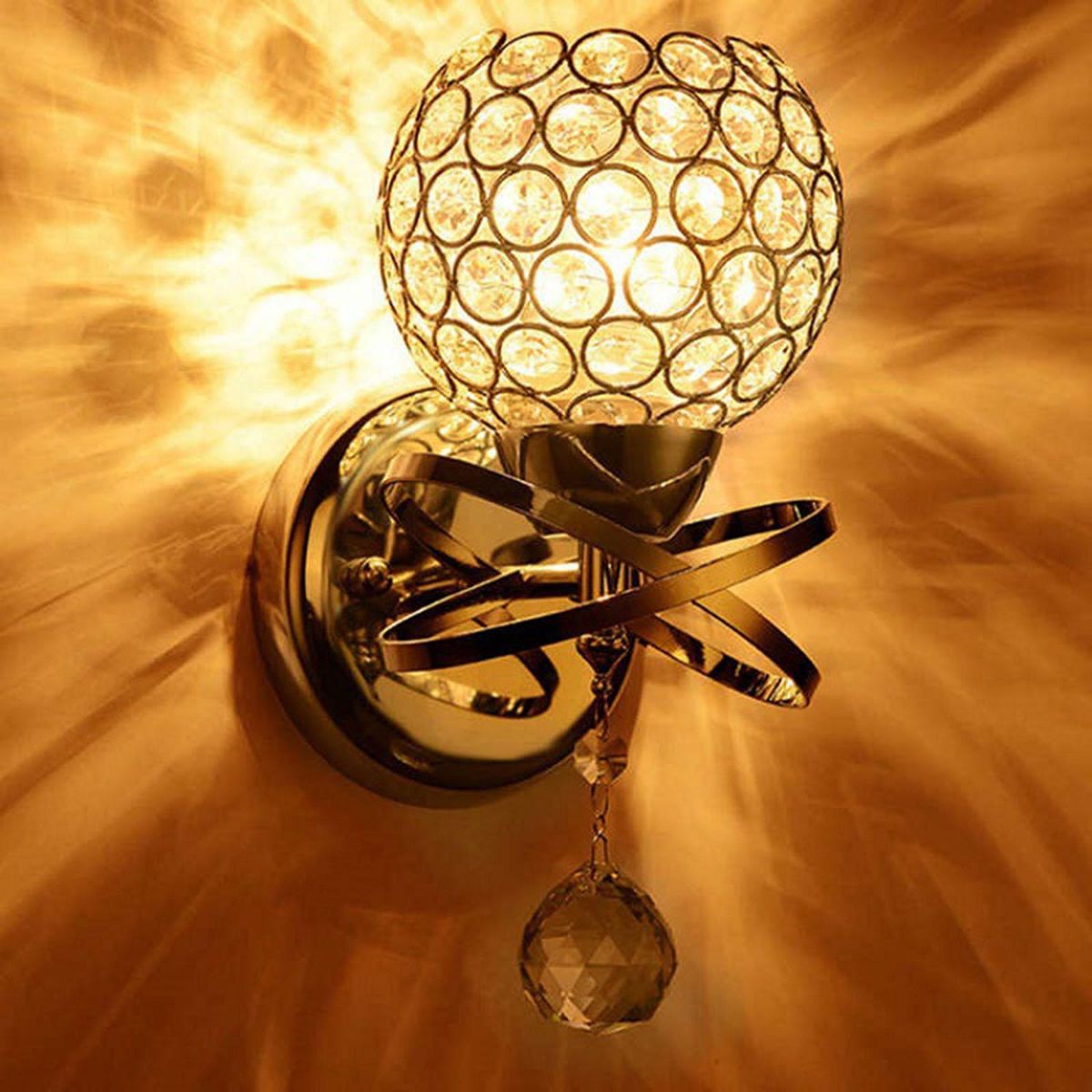 Crystal Wall Sconces Bedroom Wall Lamp Round Modern Bedside Wall Lights Dining Room Hallway Light Fixture E27 Socket (Bulb NOT included)/