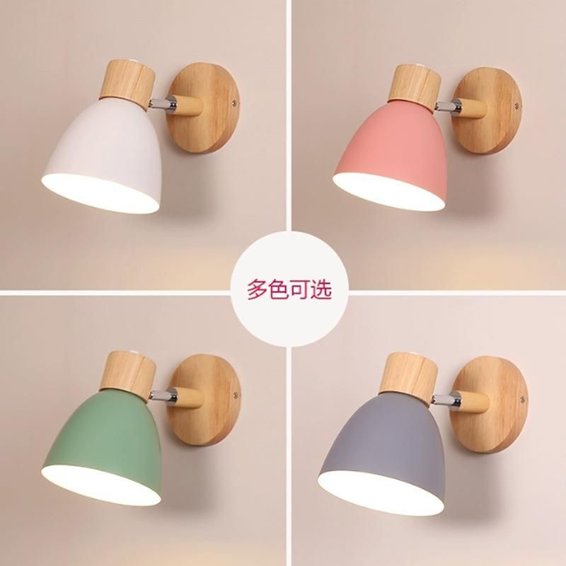 Macaron bedside lamp wall lamp bedroom living room simple aisle led personality creative balcony restaurant staircase wall lamp Without light source White with zip switch