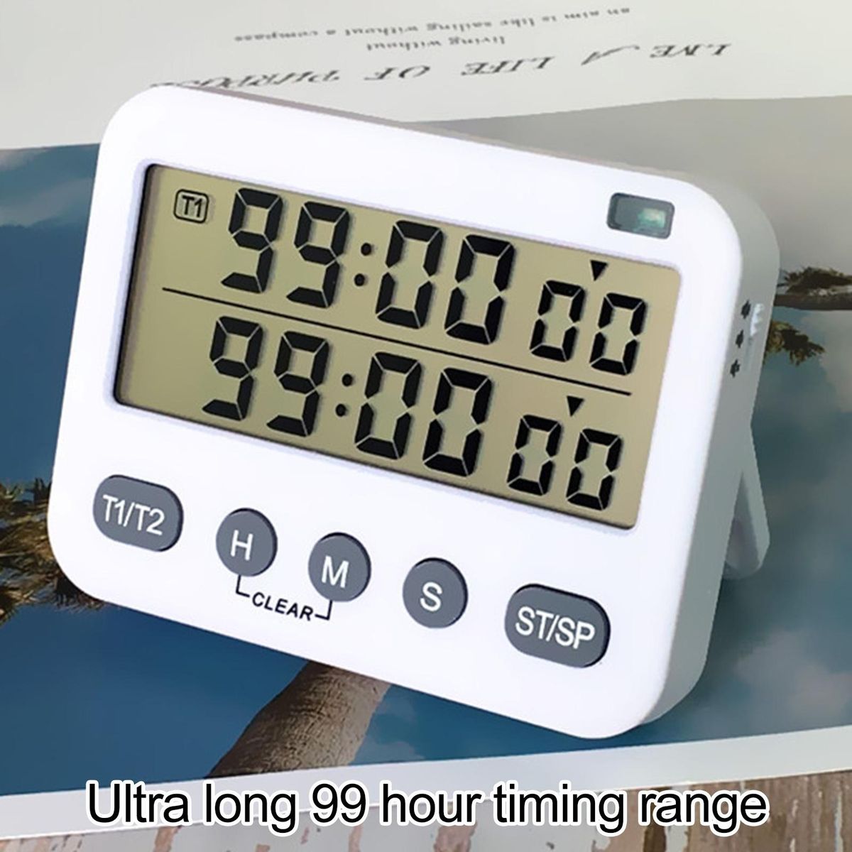Baking Timer Digital Kitchen Timer Battery Powered Dual for Efficient White